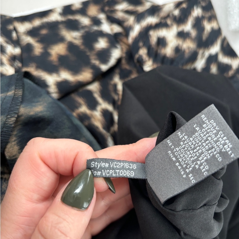 Vince Camuto Women's Leopard Animal Print Tie-Neck Belted Shirt Dress Size 4 - Picture 12 of 14